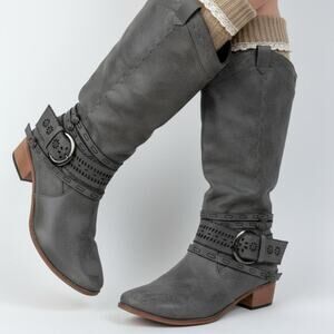 Vintage Black Buckle Boots Slouchy Cowboy Moto Indie Sleaze Rockstar Girl